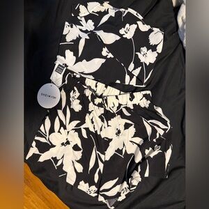 Black and White Floral Two-Piece Set